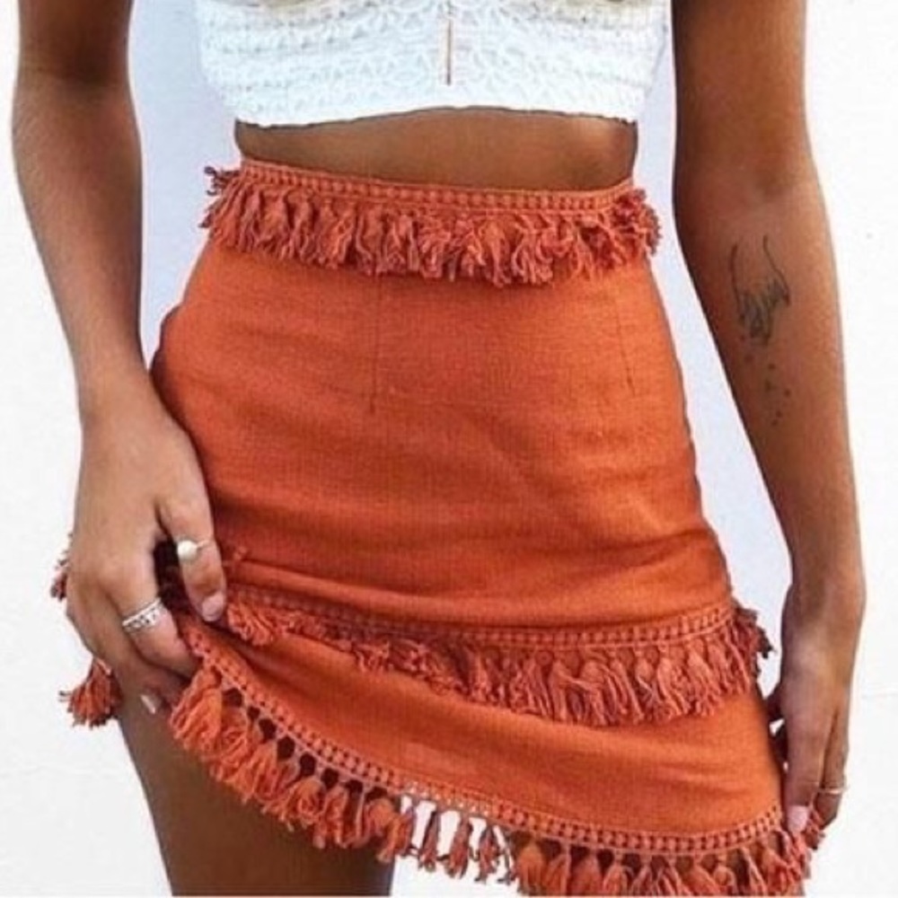 Orange Tassel Skirt